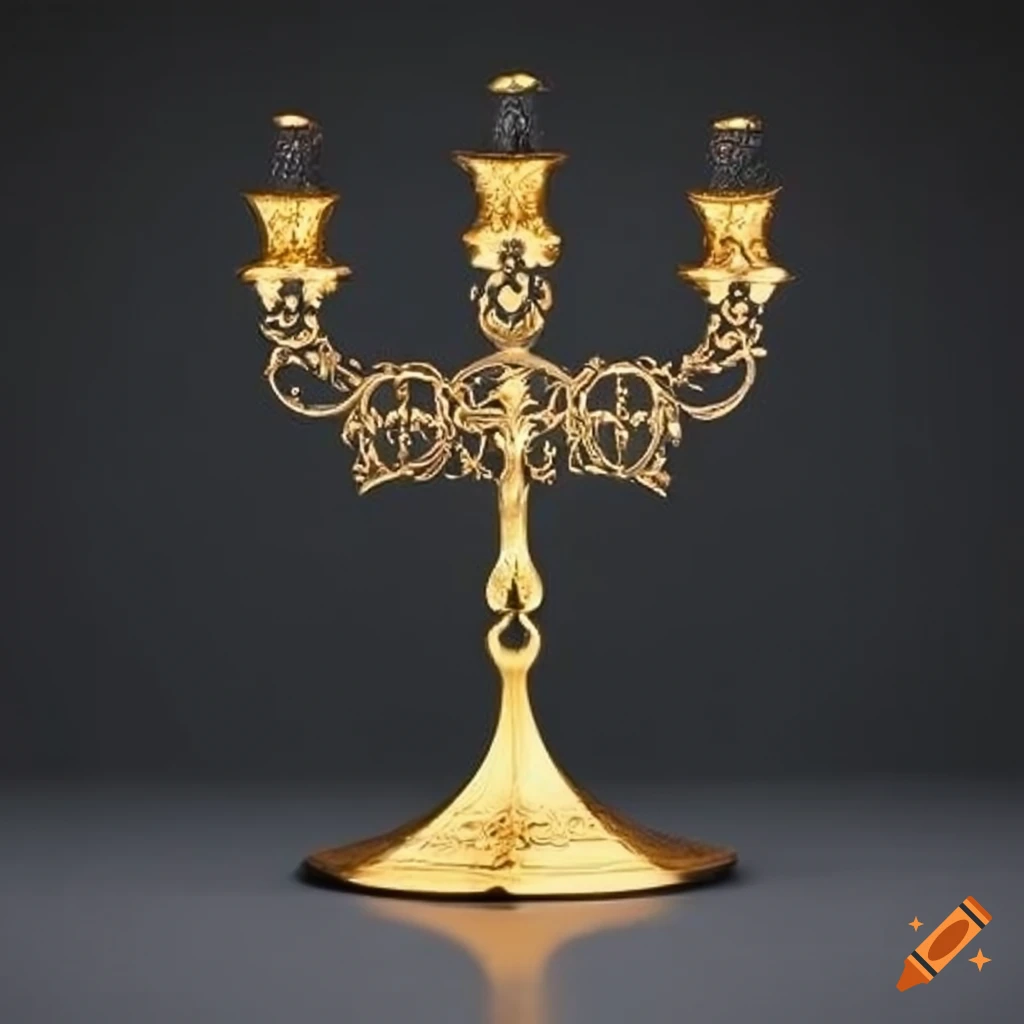 candelabrum with gold ornaments and holy cross