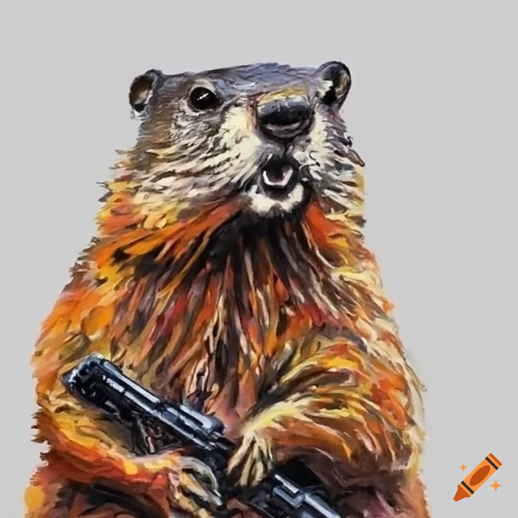 Sketch Of A Groundhog With Machine Guns On Its Back Sketch of a groundhog with machine guns on its back