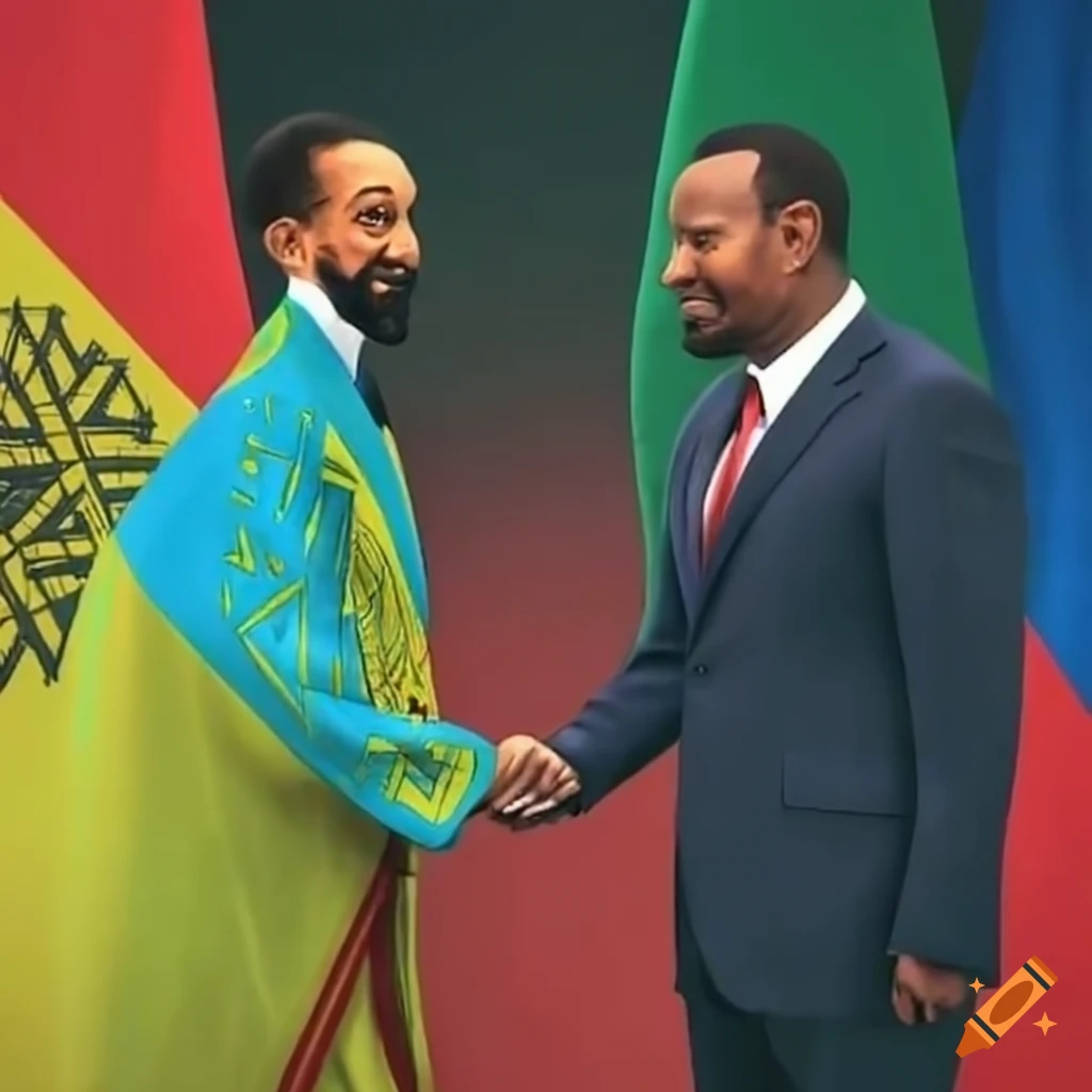 Emperor Haile Selassie And Pm Abiy Ahmed Shaking Hands With Ethiopian 