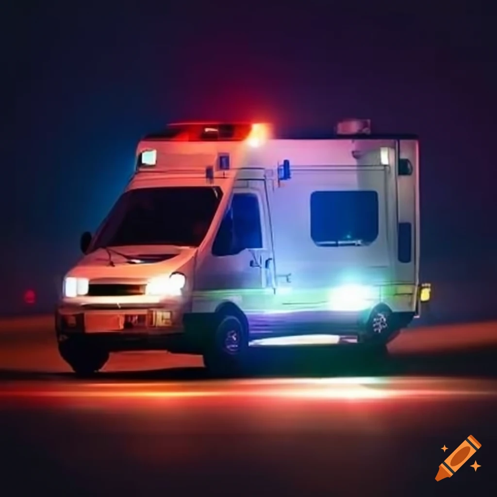 Night scene with an ambulance