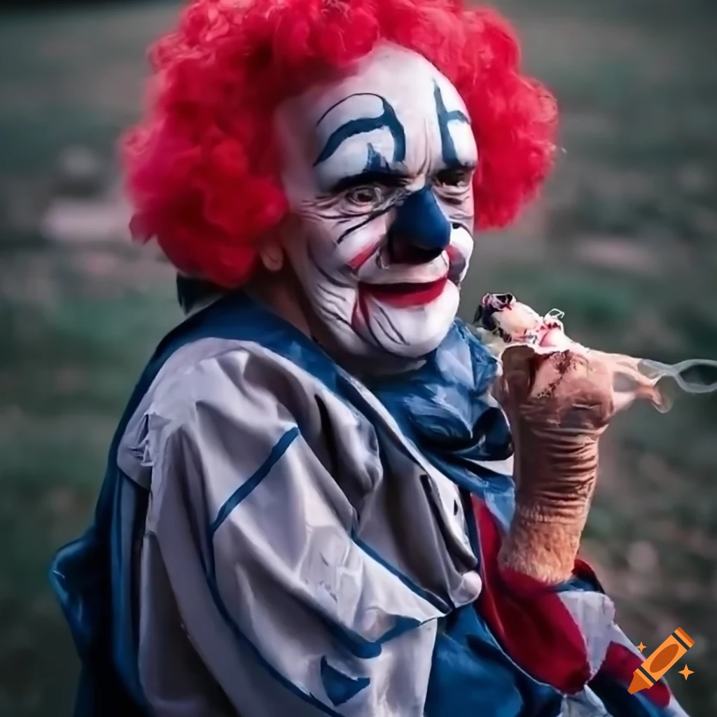 smoking clown with make-up