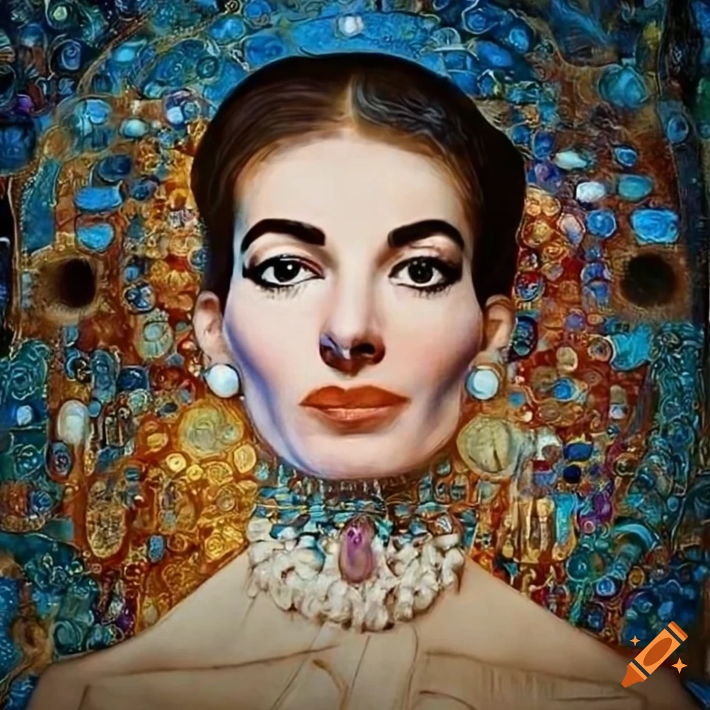 Maria callas album cover with gustav klimt inspired art on Craiyon