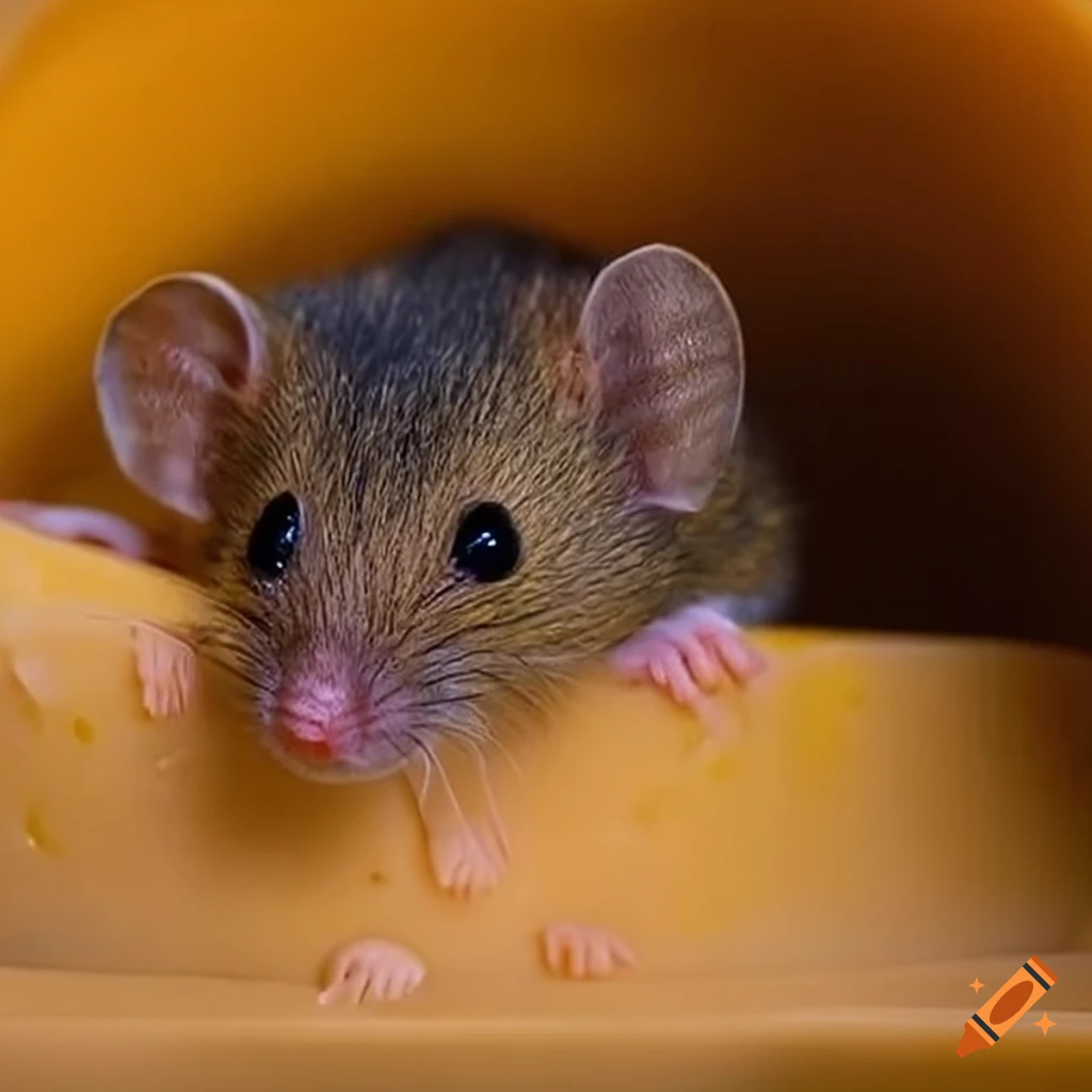 Mouse living in a cheese house on Craiyon
