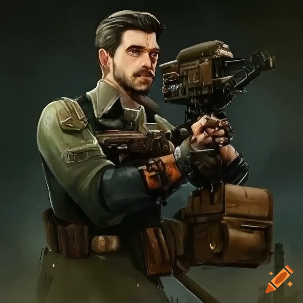 realistic painting of a German dieselpunk soldier
