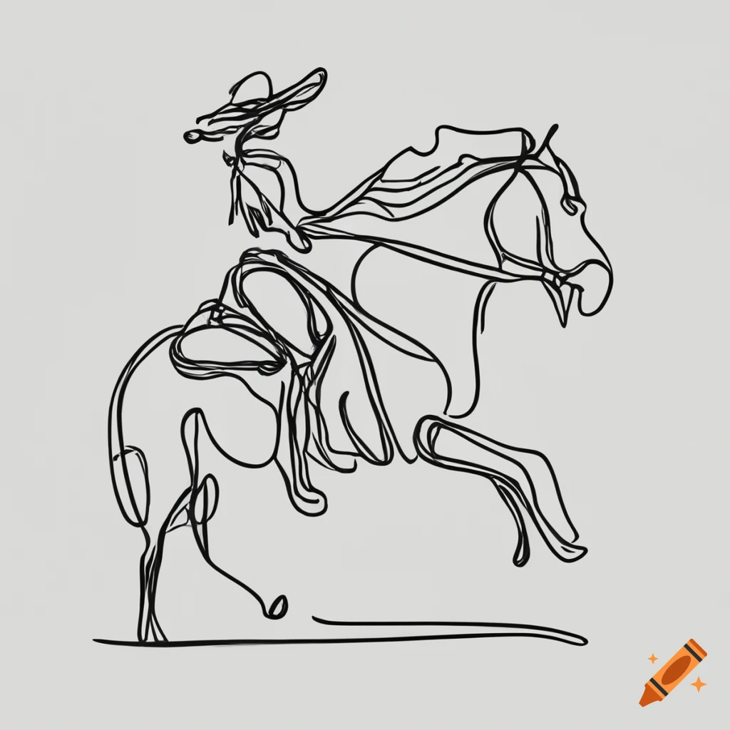 simple line drawing of a cowgirl riding a horse