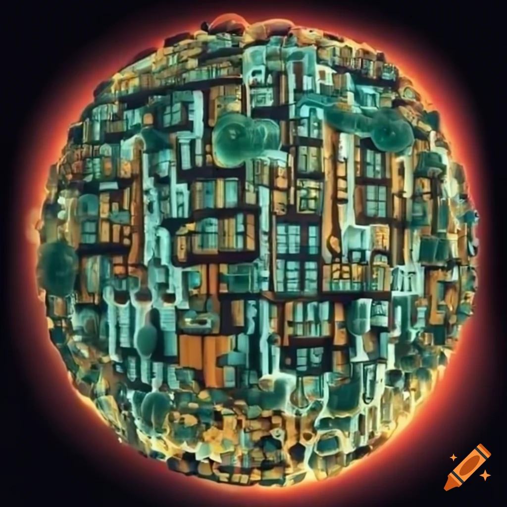 artistic representation of a cityscape created from microscopic bacteria