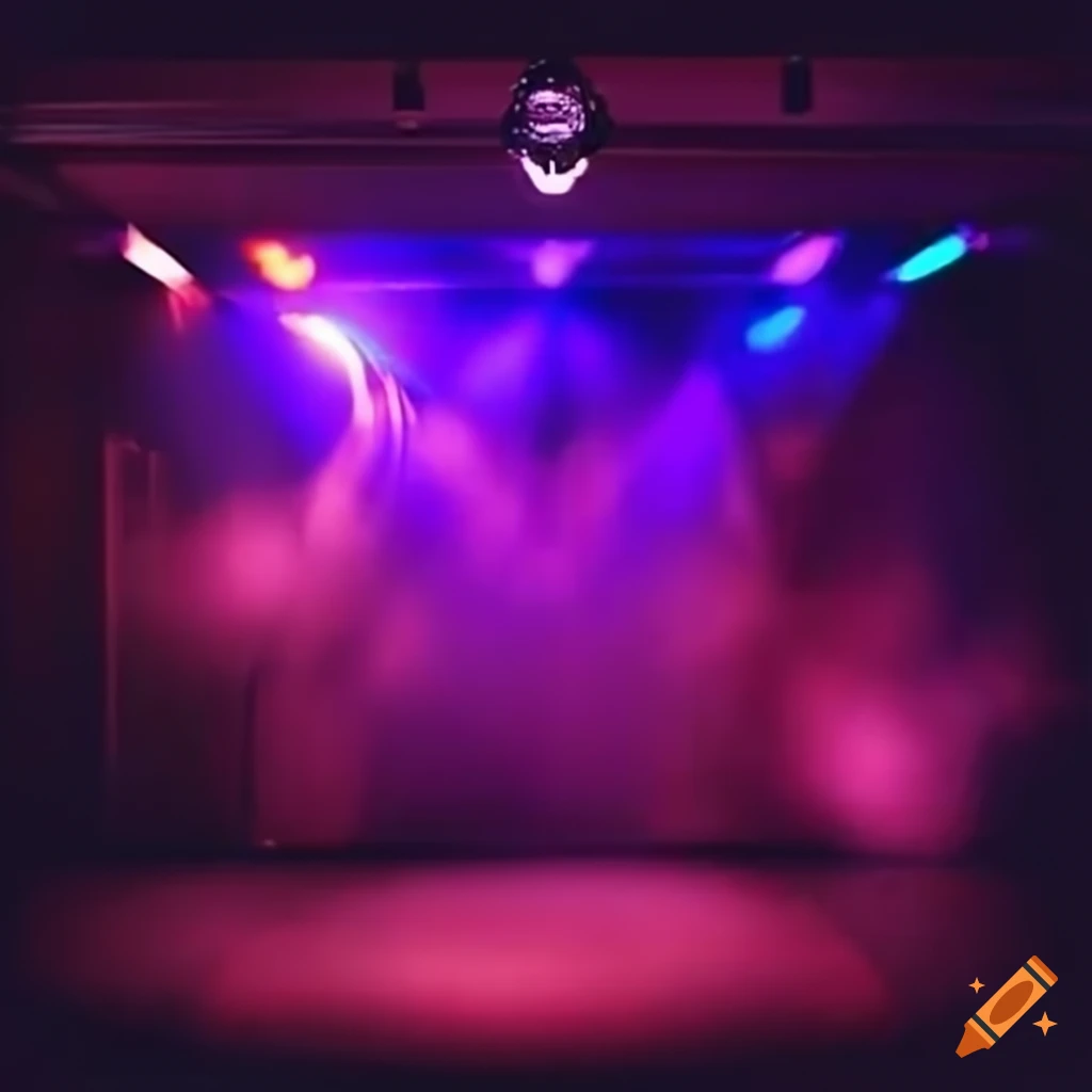 Intelligent lights creating a vibrant atmosphere at a party on craiyon
