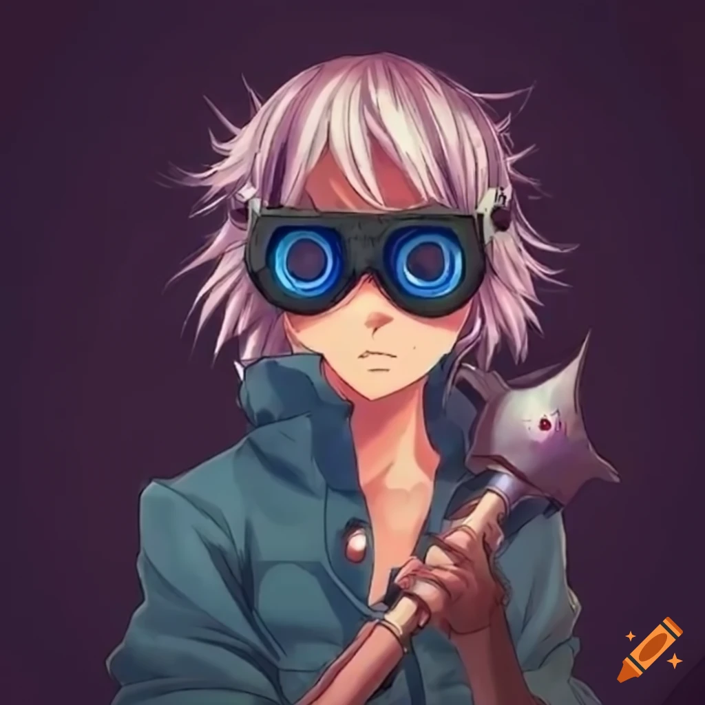 Anime girl with pink hair and goggles on her head, - SeaArt AI