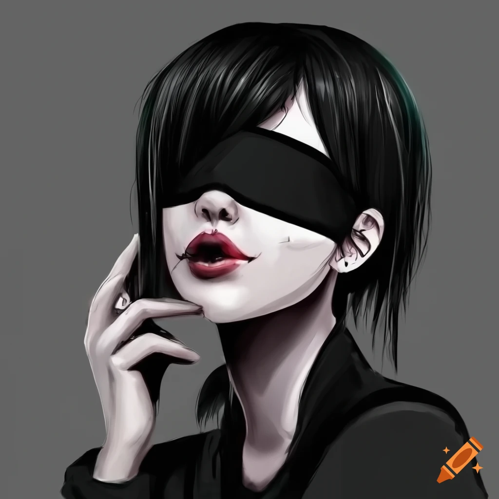 Premium AI Image  Anime girl with black hair and a blindfold