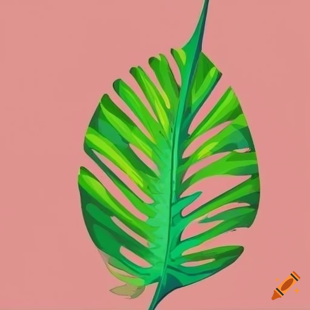 colorful cartoon tropical leaf on a vibrant background