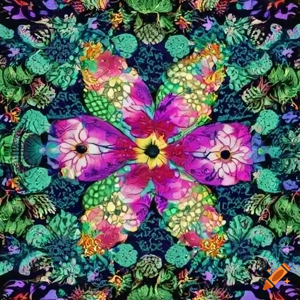 Seamless pattern of butterflies and flowers on craiyon