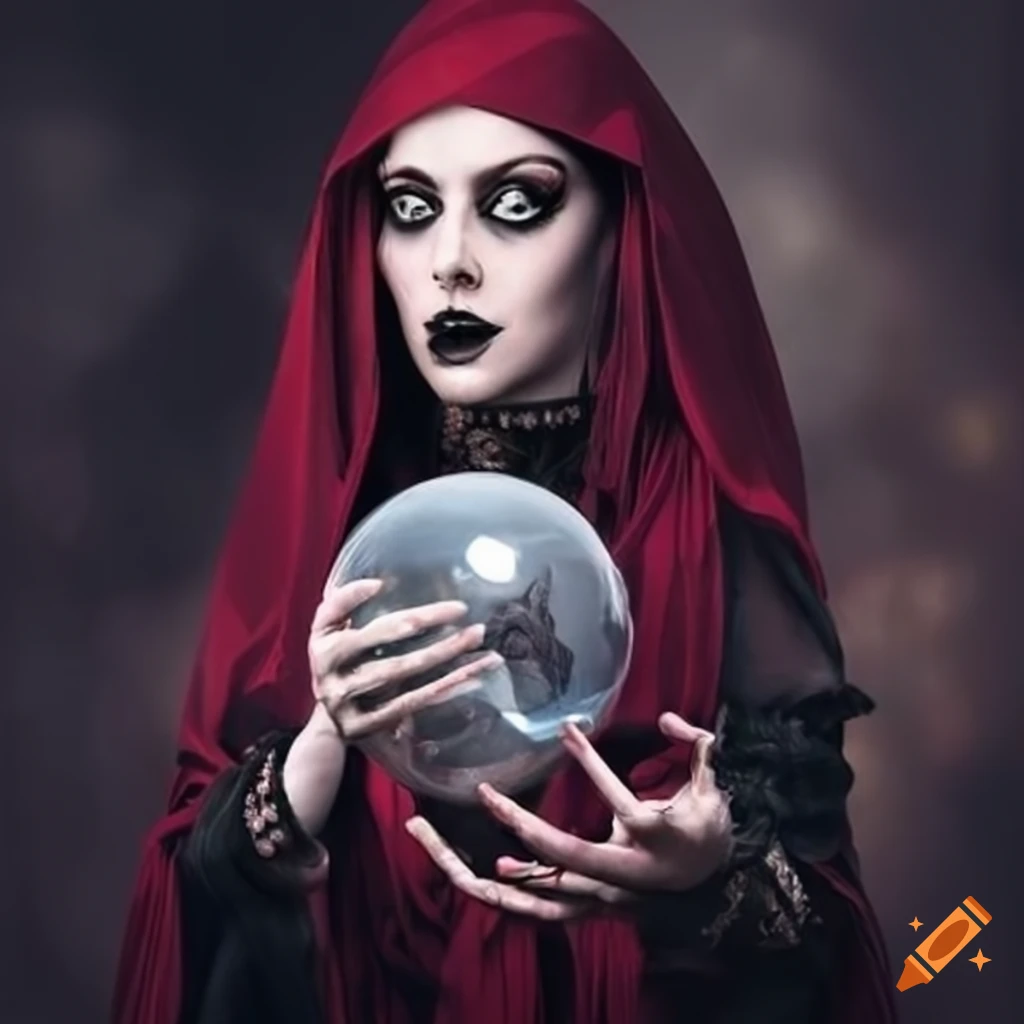 Gothic fortune teller with a crystal ball