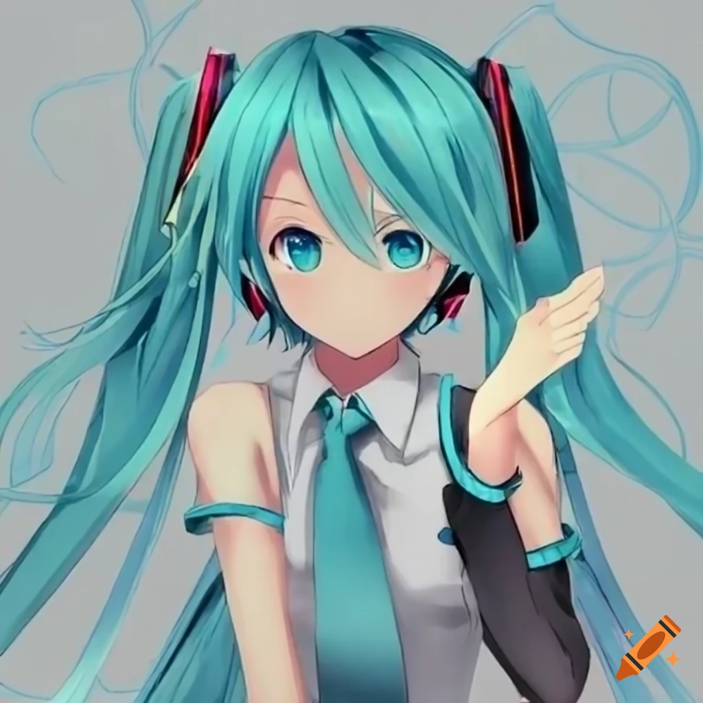 Hatsune miku anime drawing on Craiyon