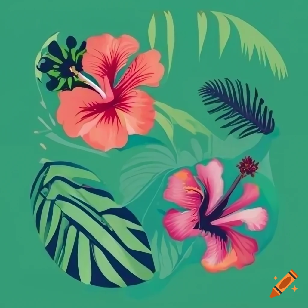 tropical hibiscus flower vector illustration