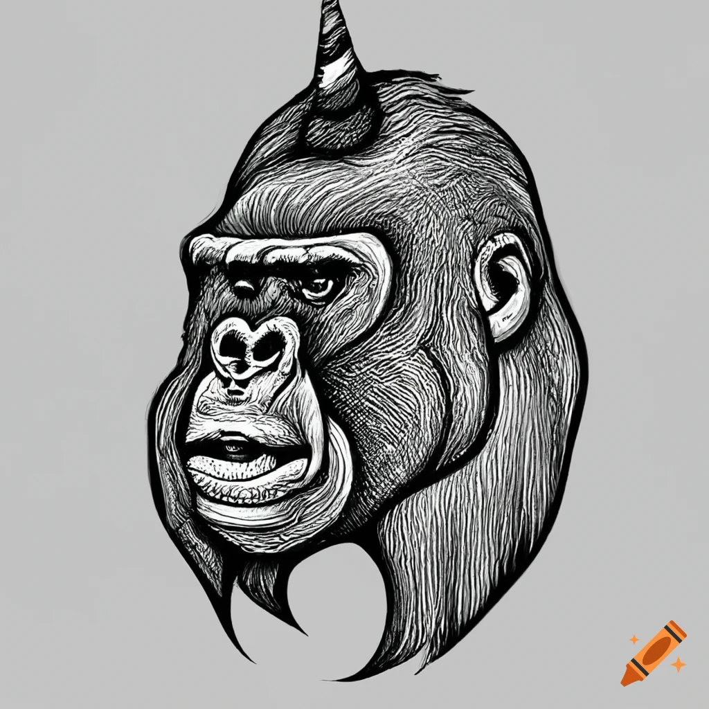 Black and white line art of chimpanzee head Good use for symbol mascot icon  avatar tattoo T Shirt design logo or any design Stock Vector Image & Art -  Alamy