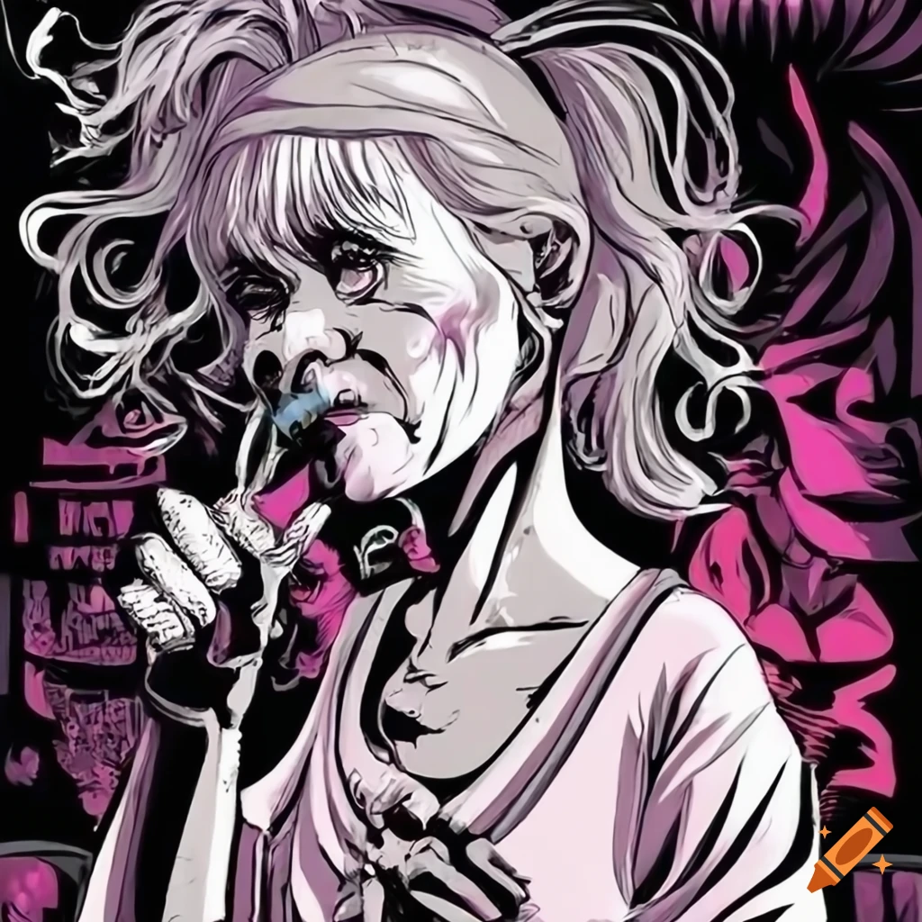 rock and roll woman smoking a cigarette