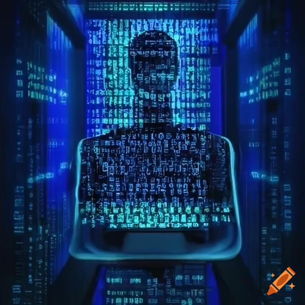 Digital artwork of a human made of computer code on Craiyon