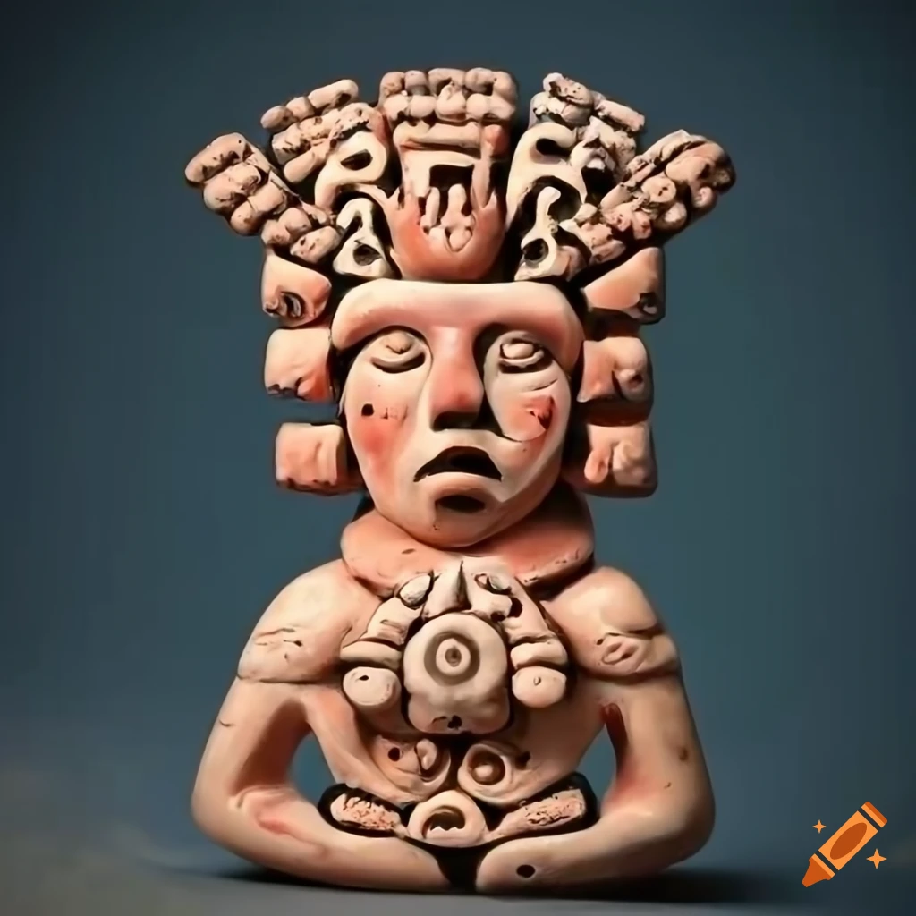 intricate ceramic Mayan tree of life hybrid goddess