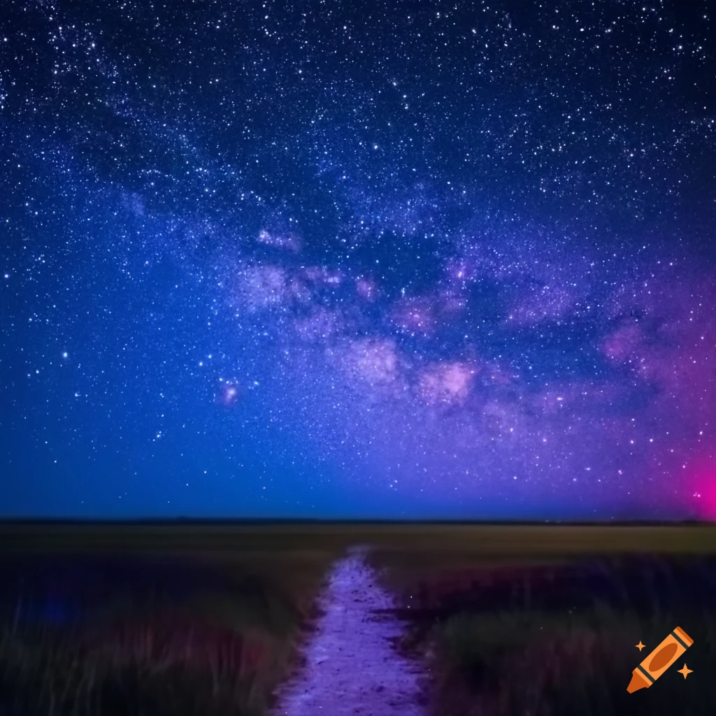 night sky with a vibrant grassy backyard
