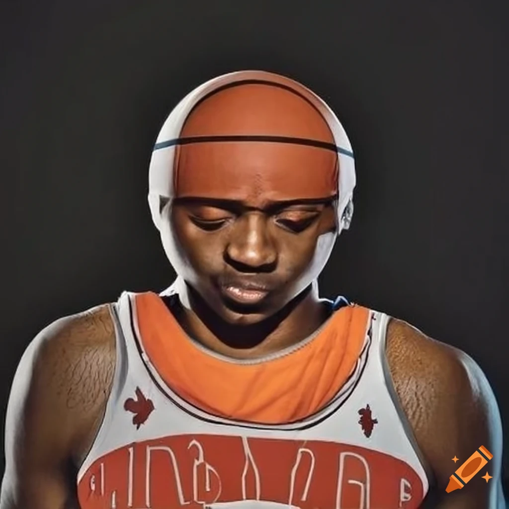 Creative concept of a basketball head on Craiyon