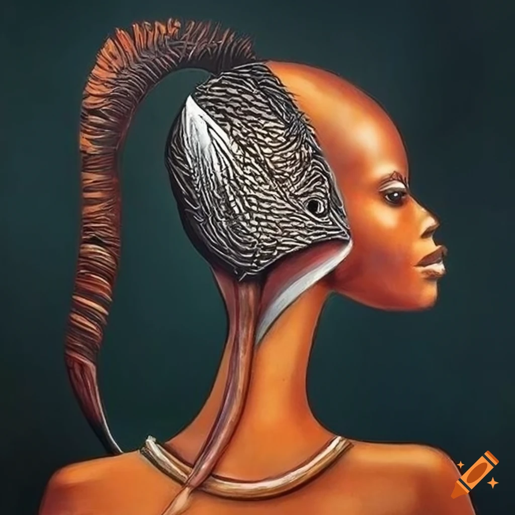 surrealist artwork inspired by African tribal culture