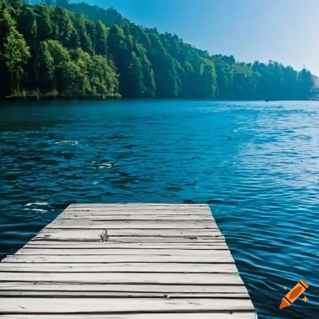 sailboat on a lake with a wooden dock