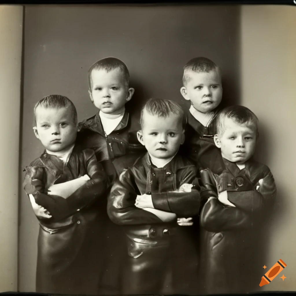 vintage photograph of three toddler boys in British uniforms