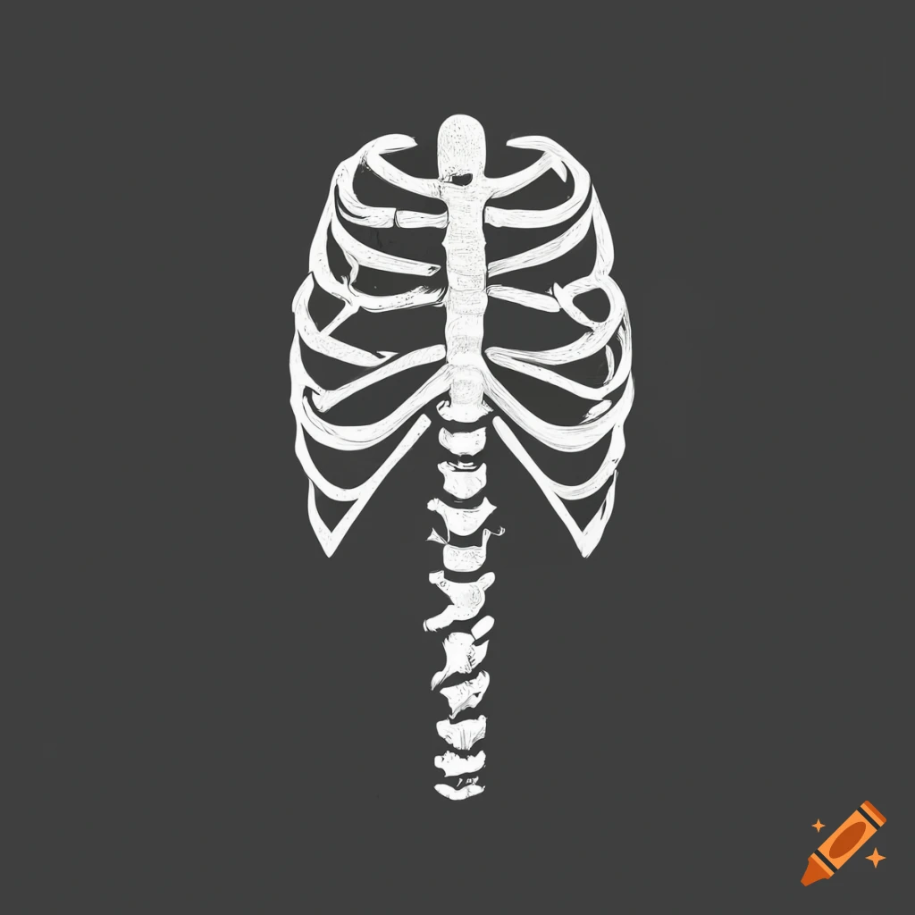 Black and white logo design with skeleton spine and thorns