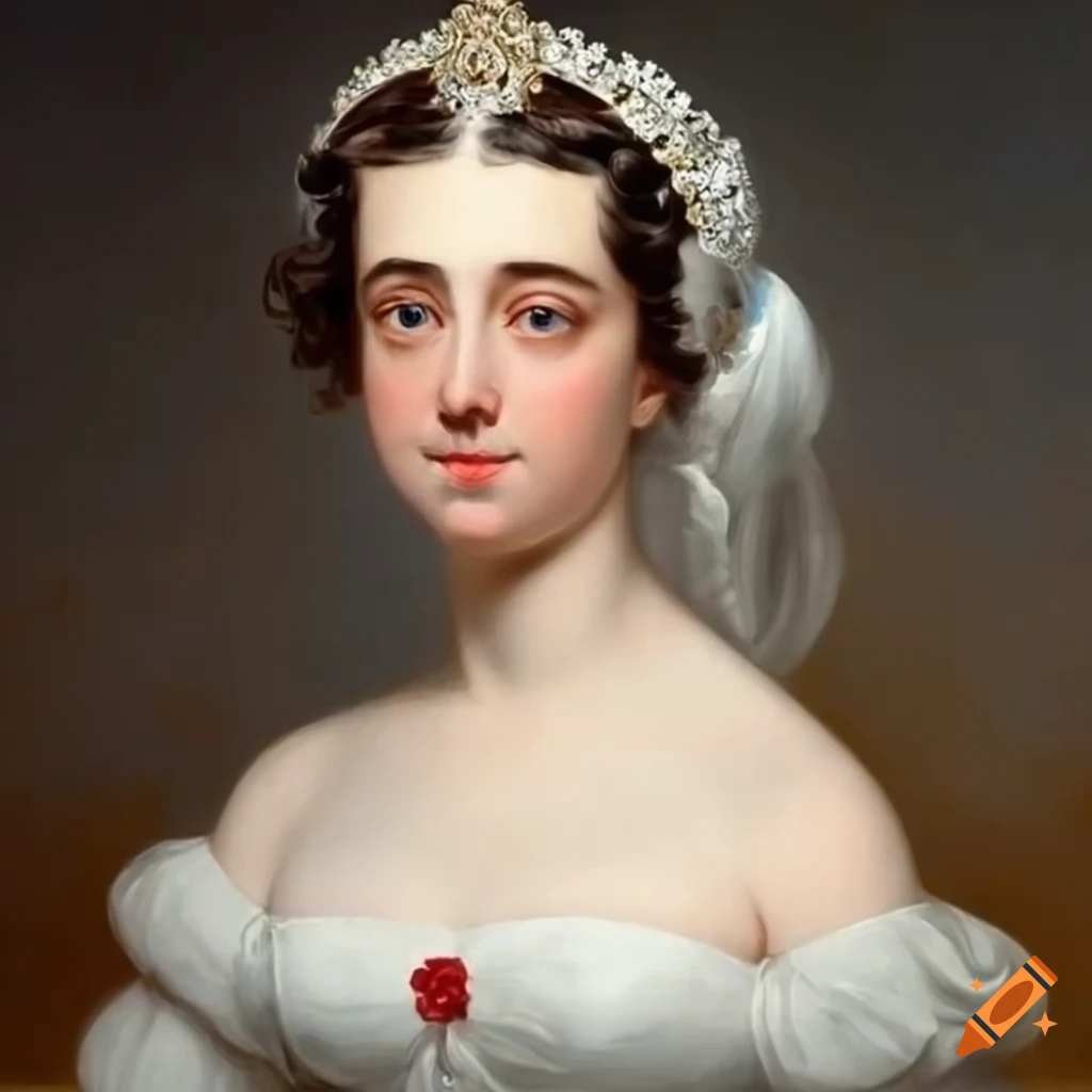 portrait of a young Queen with white hair in 1850