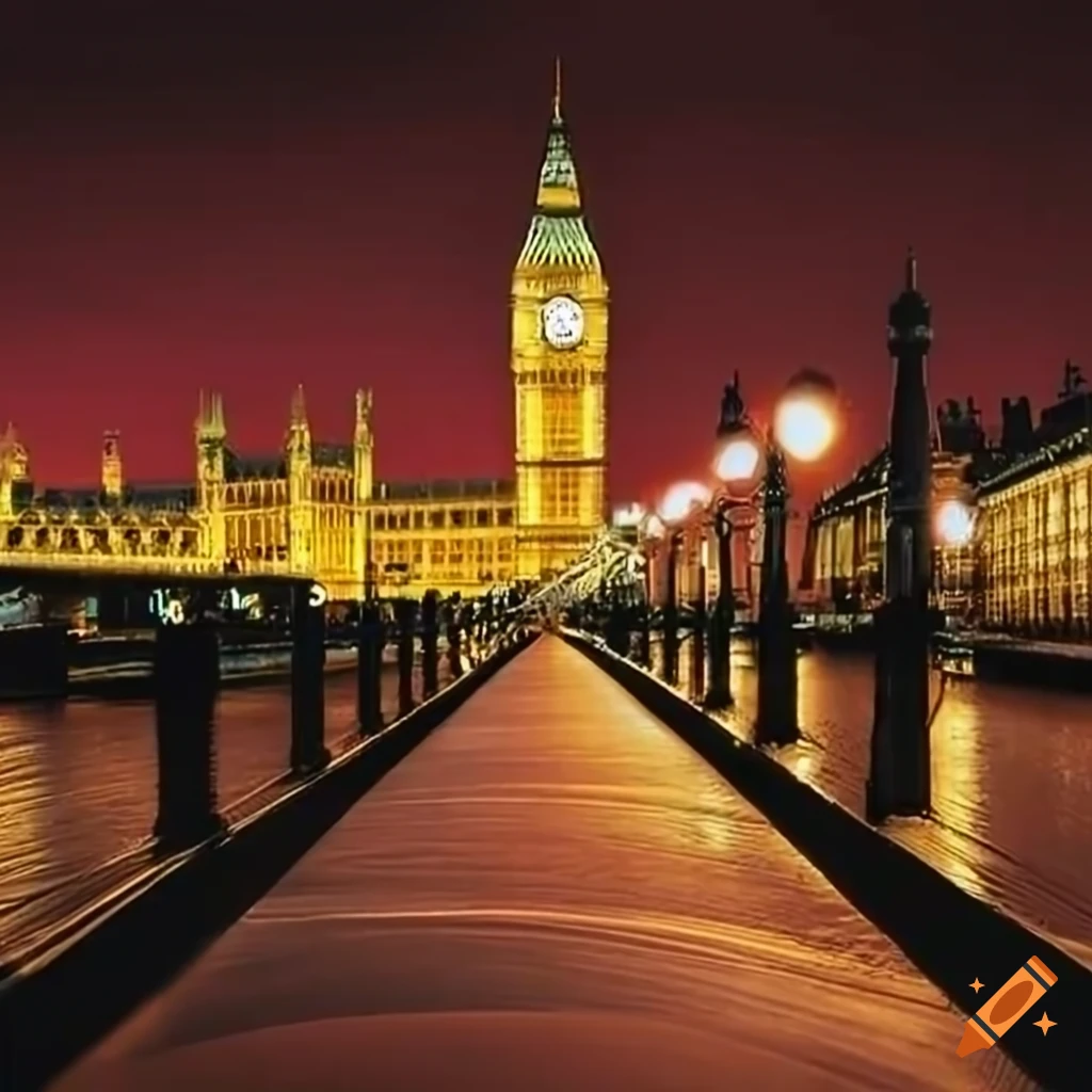 Big Ben, Golden Eye at night. London 