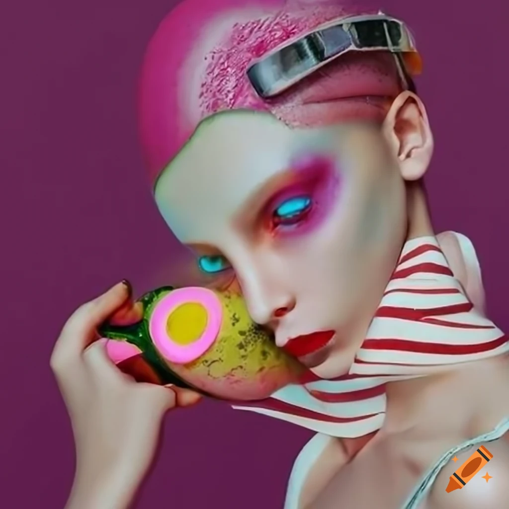high fashion model in cream and pastel clothes