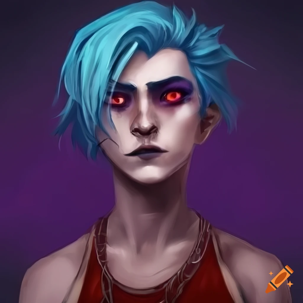 Character With Blue Hair And Red Eyes On Craiyon 3302