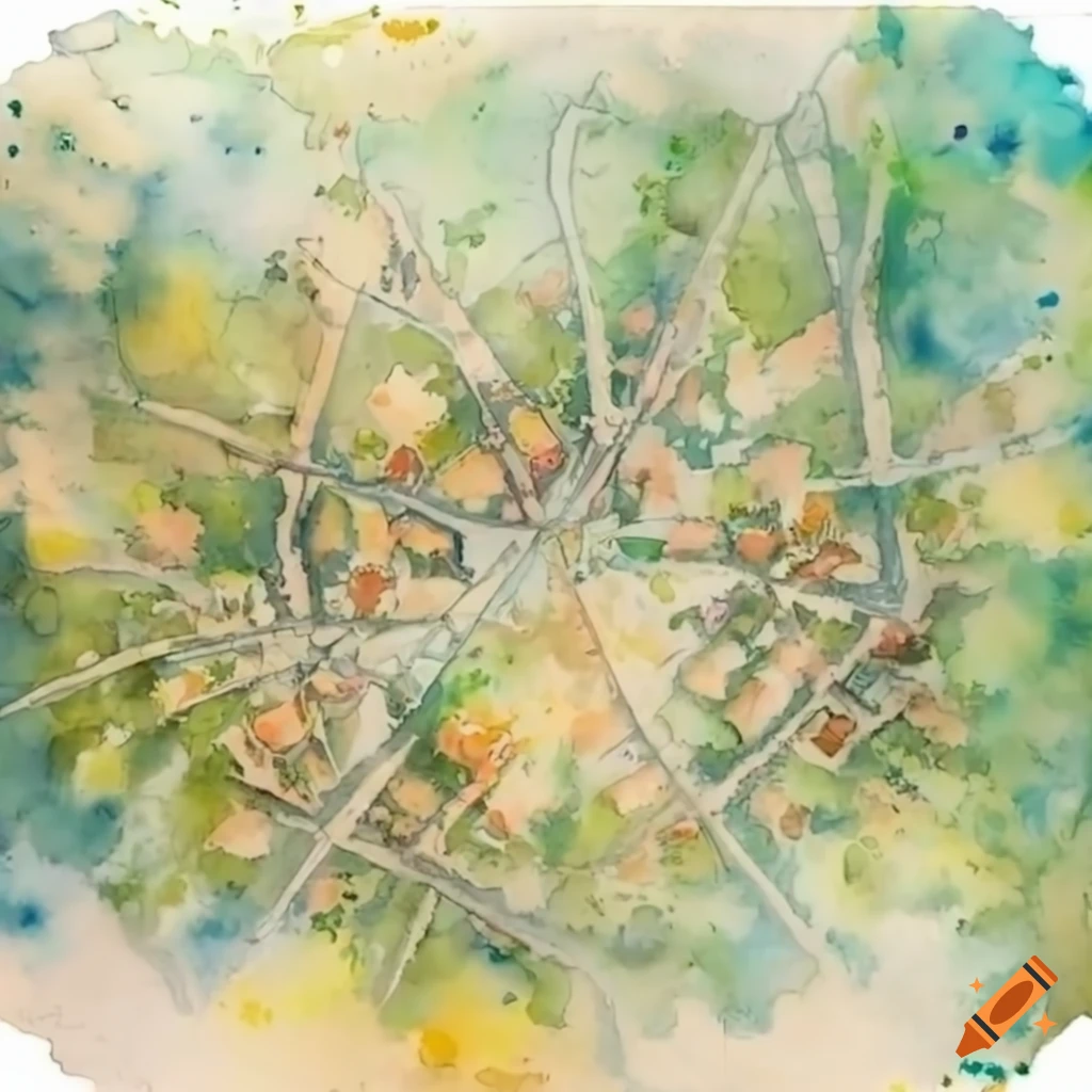 aerial view of a forest growing in a city