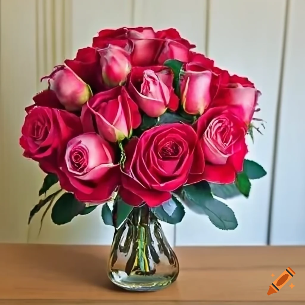 vase filled with roses