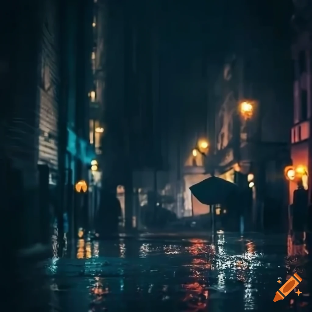 a solitary woman walking on a rainy street