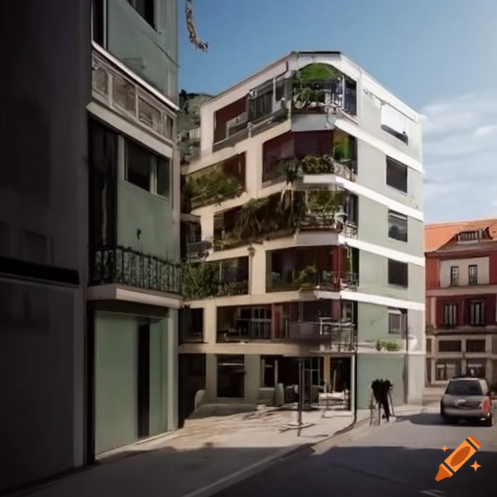 Sustainable housing in downtown lisbon on Craiyon