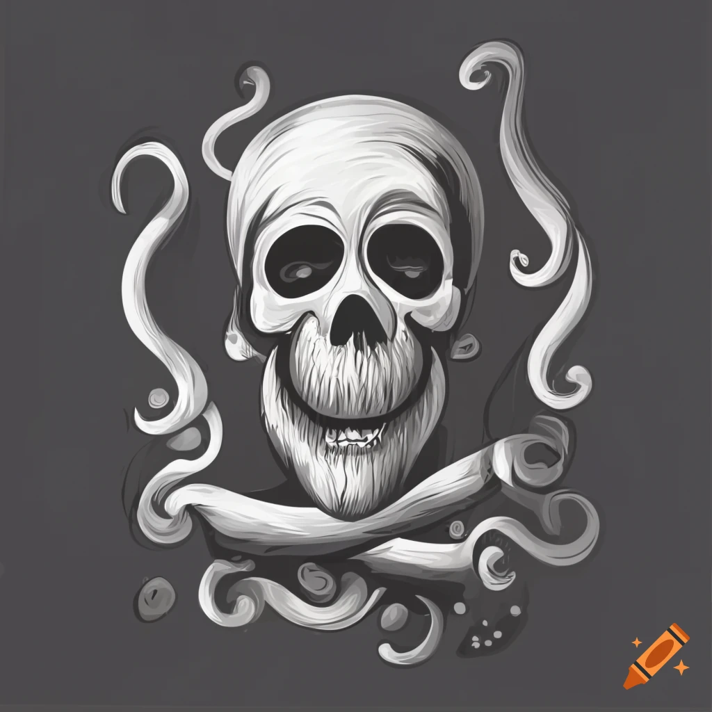 vector logo of a guitar-playing pirate with tentacles