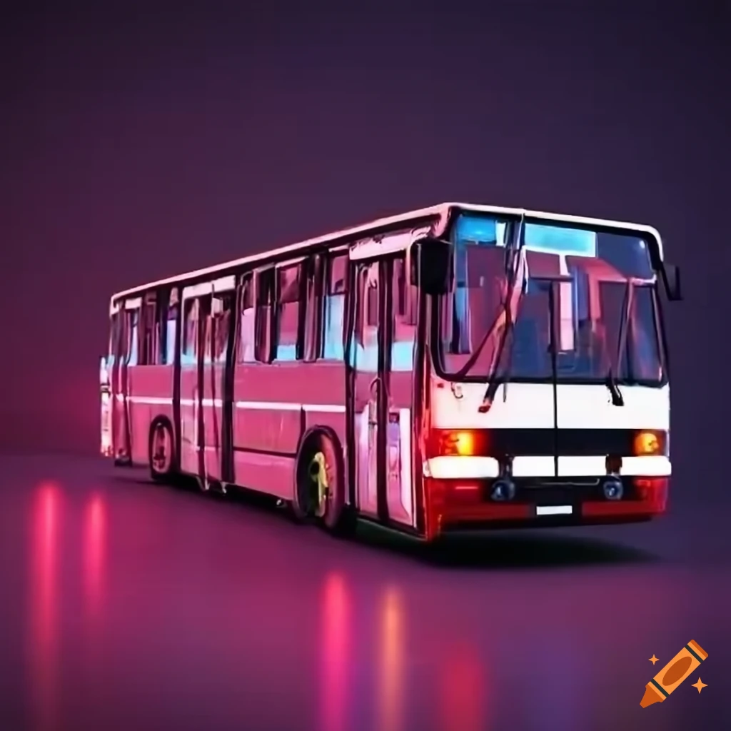 Neon lights around an ikarus 260 bus