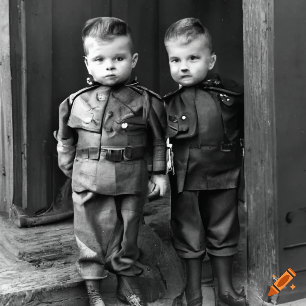 vintage photograph of three boys in sergeant uniforms