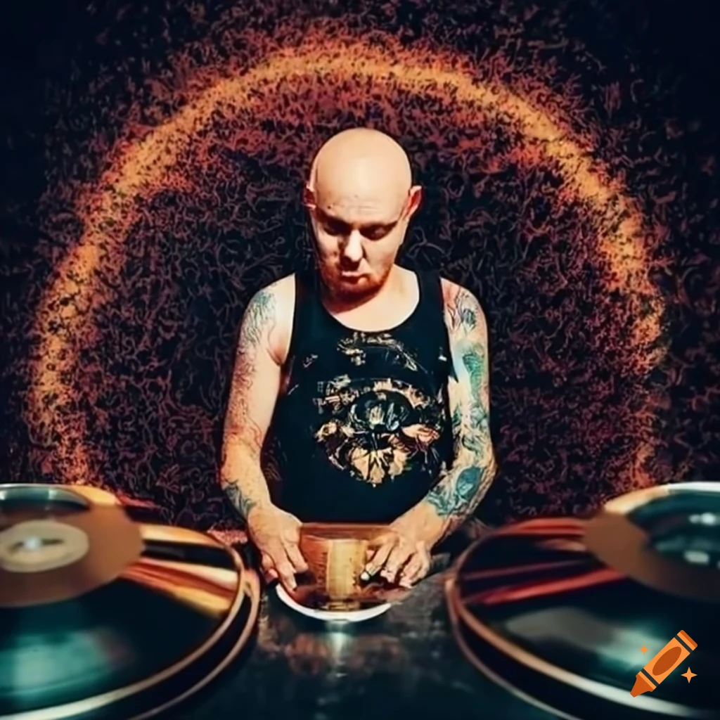 DJ spinning records at a punk rock brewery