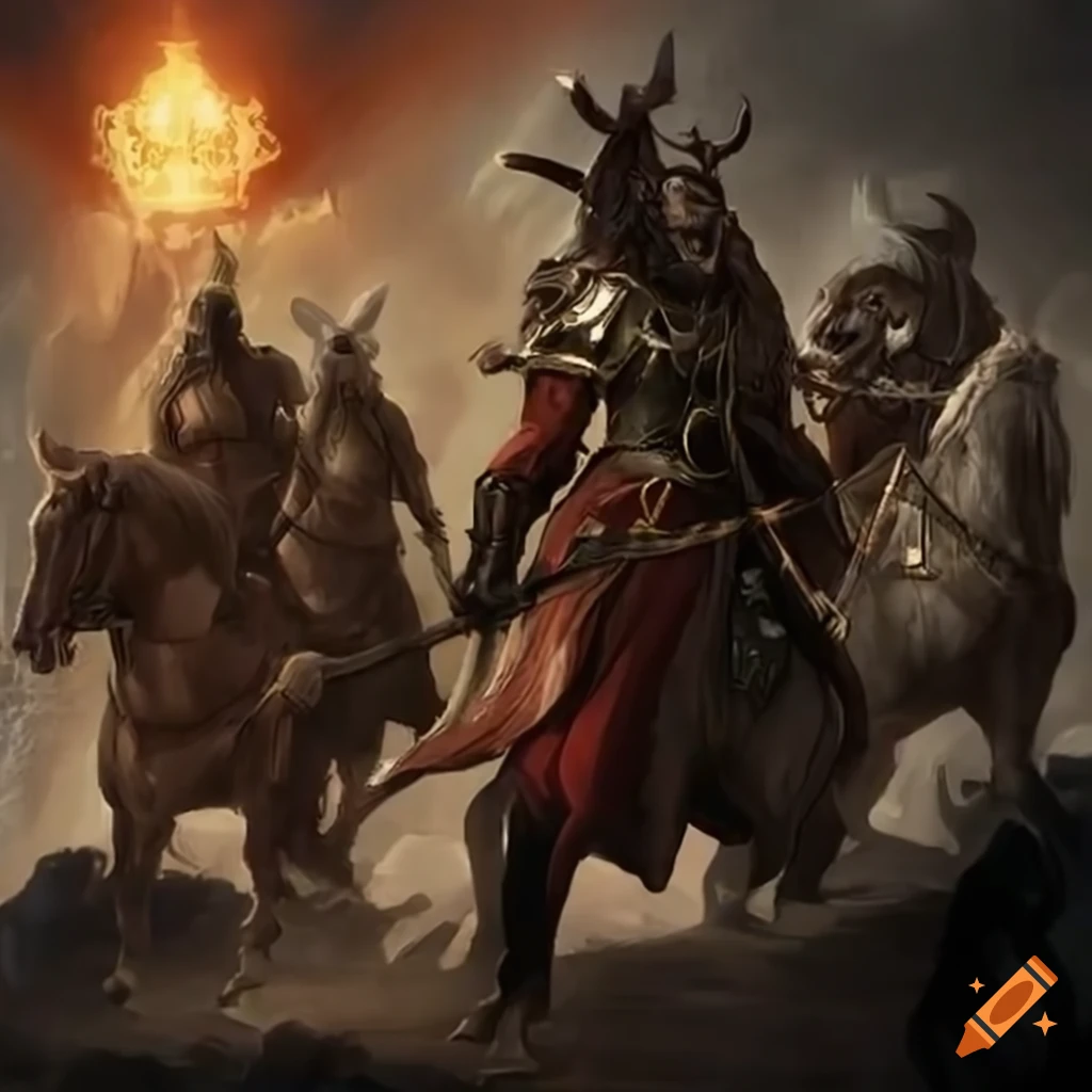 Illustration of four horsemen of the apocalypse on Craiyon