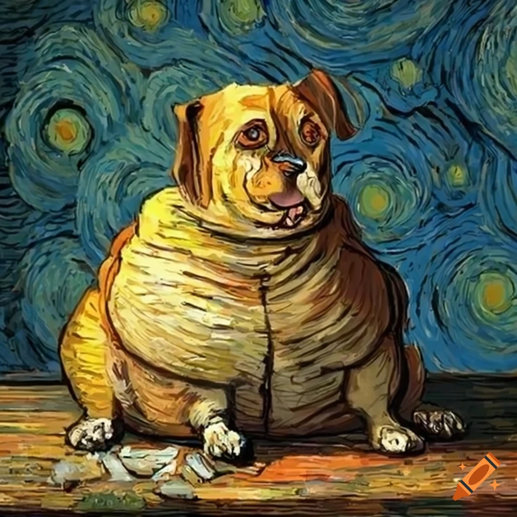 Humorous depiction of a dog sitting on a garbage can