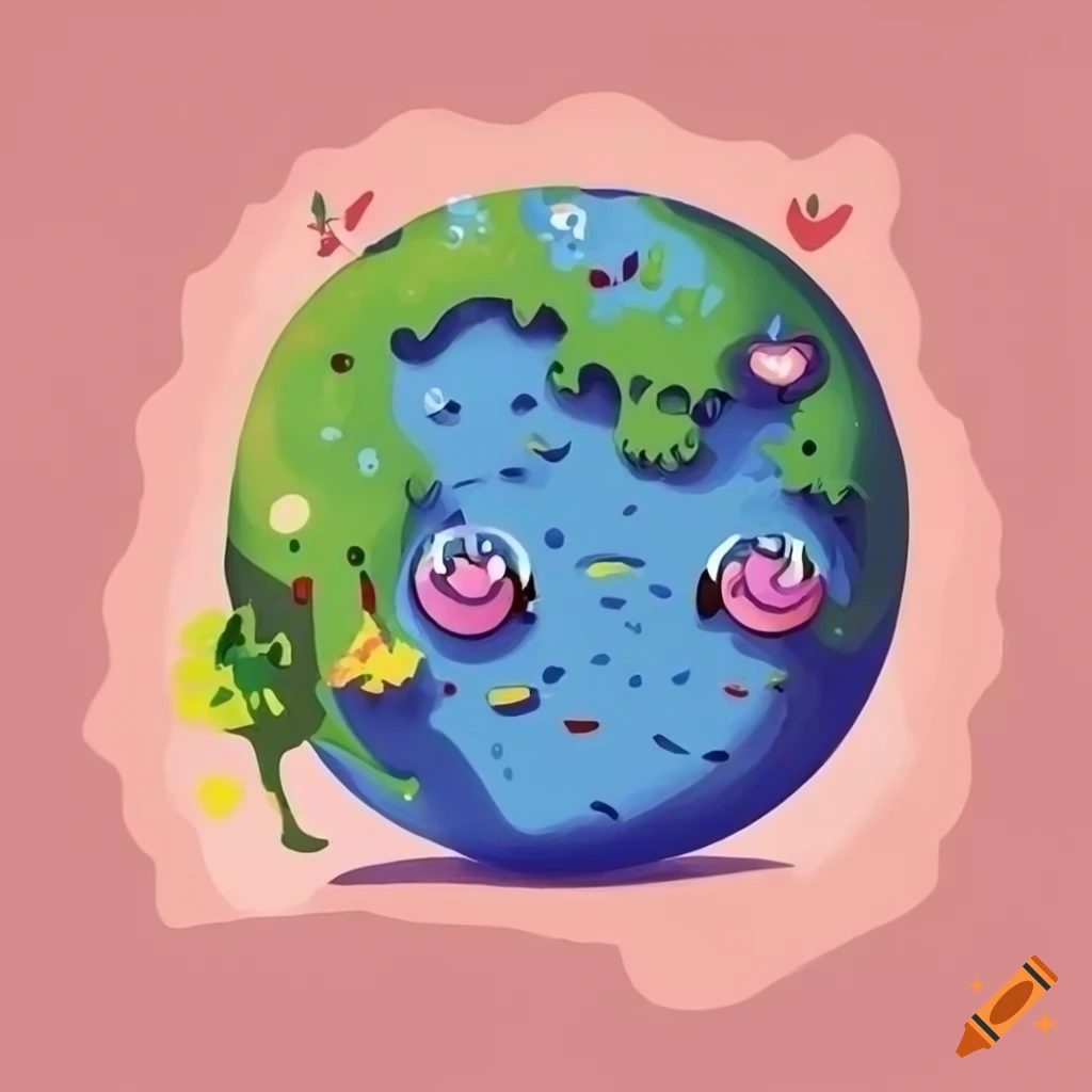 cute illustration of a planet smiling