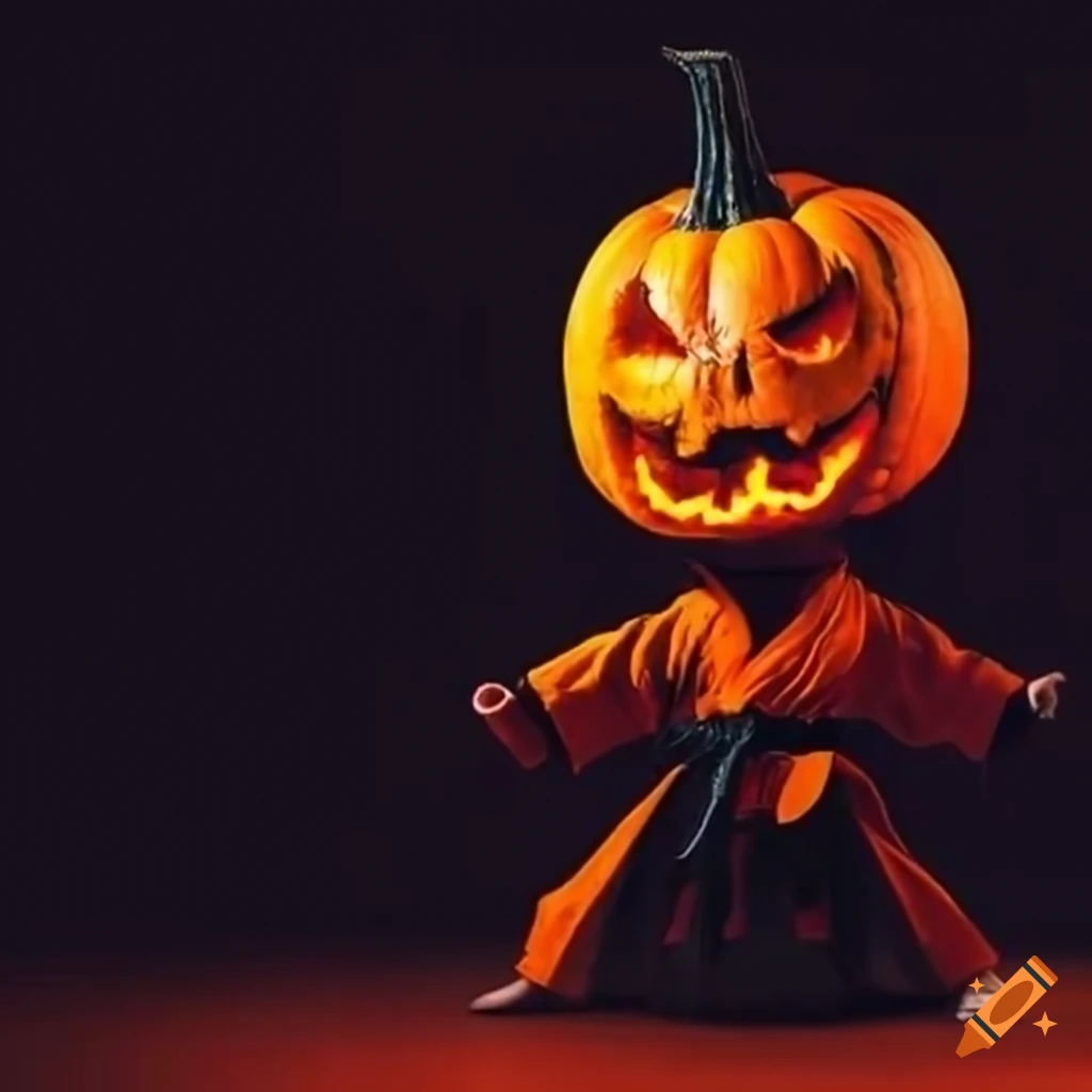 pumpkin dressed as a karate master