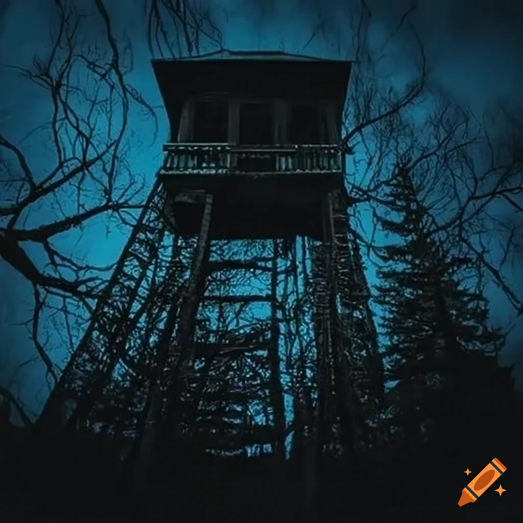 close up of a sinister fire lookout tower