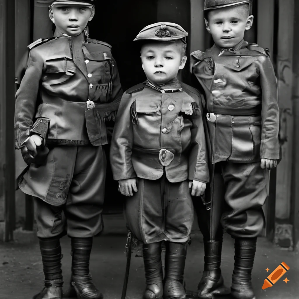 British toddler boys in sergeant uniforms