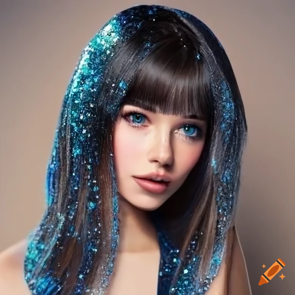 Portrait of a woman with a glamorous blue dress and black gloves