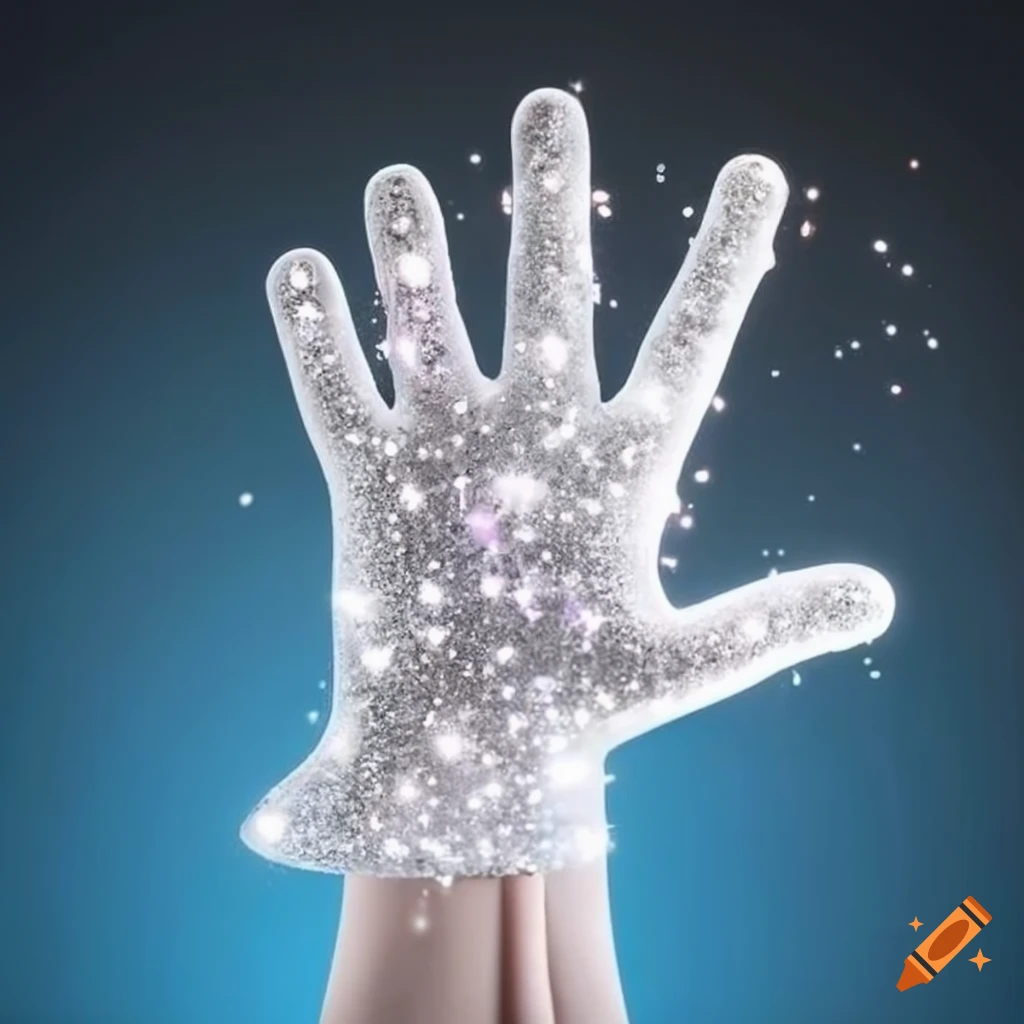 sparkling white light glove pointing