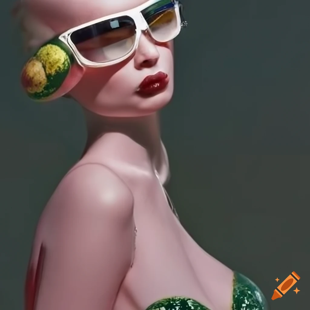 high fashion model with cream and pastel clothes