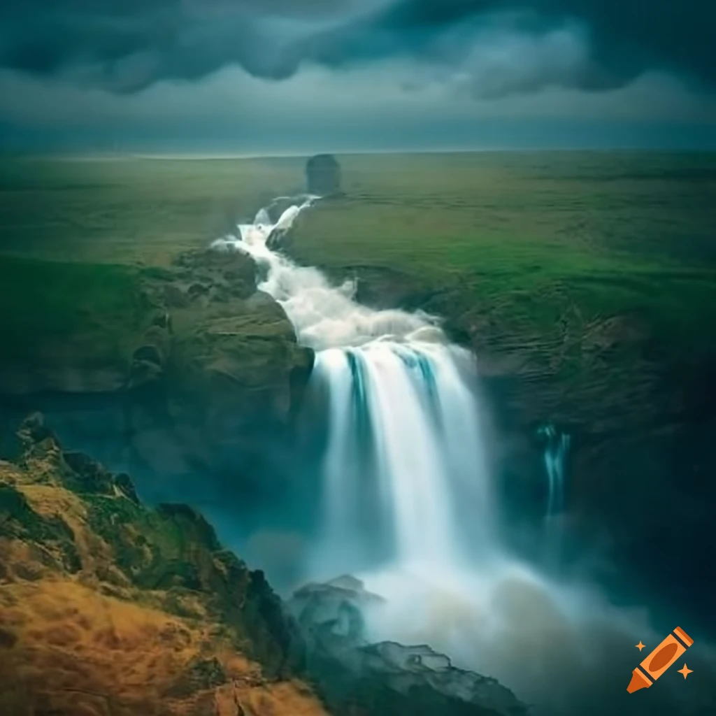 map of India with flag colors and waterfall